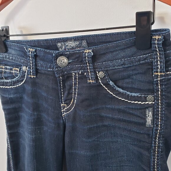 Silver Jeans Womens 26 x 31 Blue Stretch Denim Frances 18" Bootcut Low Rise/A251 - Picture 2 of 9